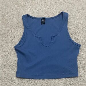 SHEIN Deep Blue Ribbed Crop Top